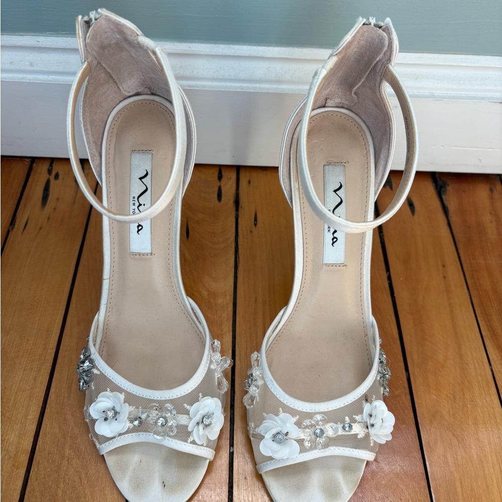 Nina Floral Embellished Ankle-Strap Heels